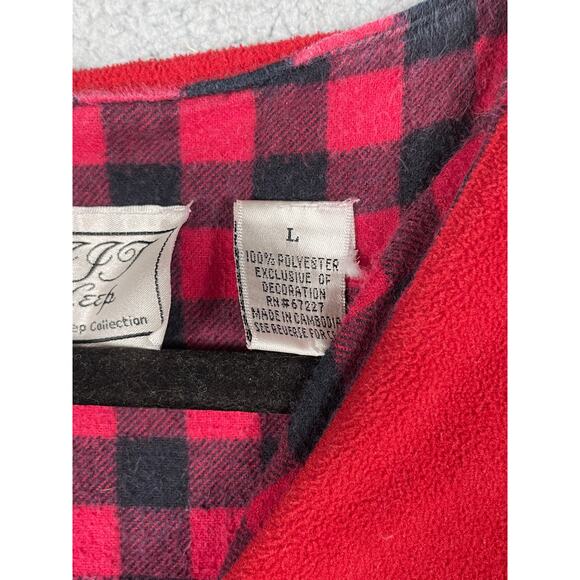 J.I.T Sleep Collections Womens Size L Red Fleece Button Up Pajama Top - Picture 4 of 8